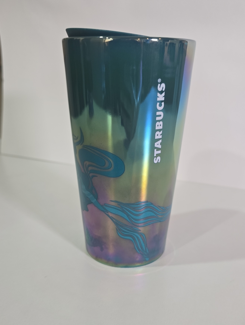 NWOT STARBUCKS Iridescent Teal Mermaid Travel Tumbler